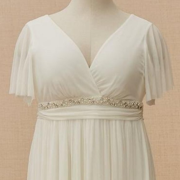 ❤️NWT VINTAGE TORRID EMPIRE WAIST WEDDING DRESS - PEARLS RHINESTONE GOWN SIZE 20 - Picture 11 of 15